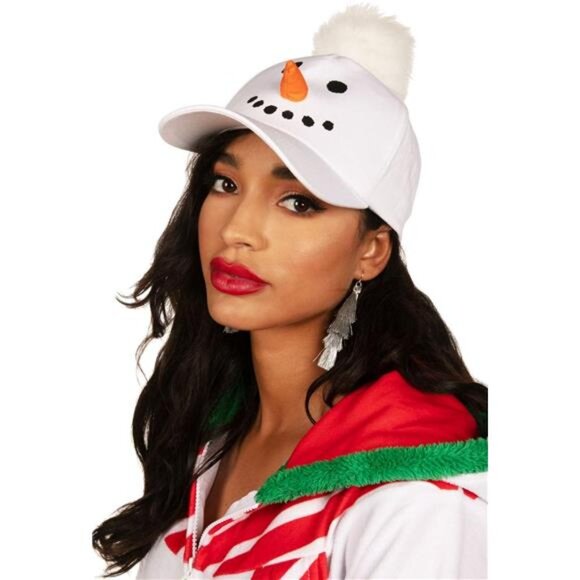 Christmas Hats for Men and Women White 3-d Snowman - Picture 2 of 4